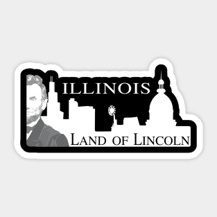 Illinois License Plate Inspired With Abe Lincoln In Chicago City Skyline Sticker
